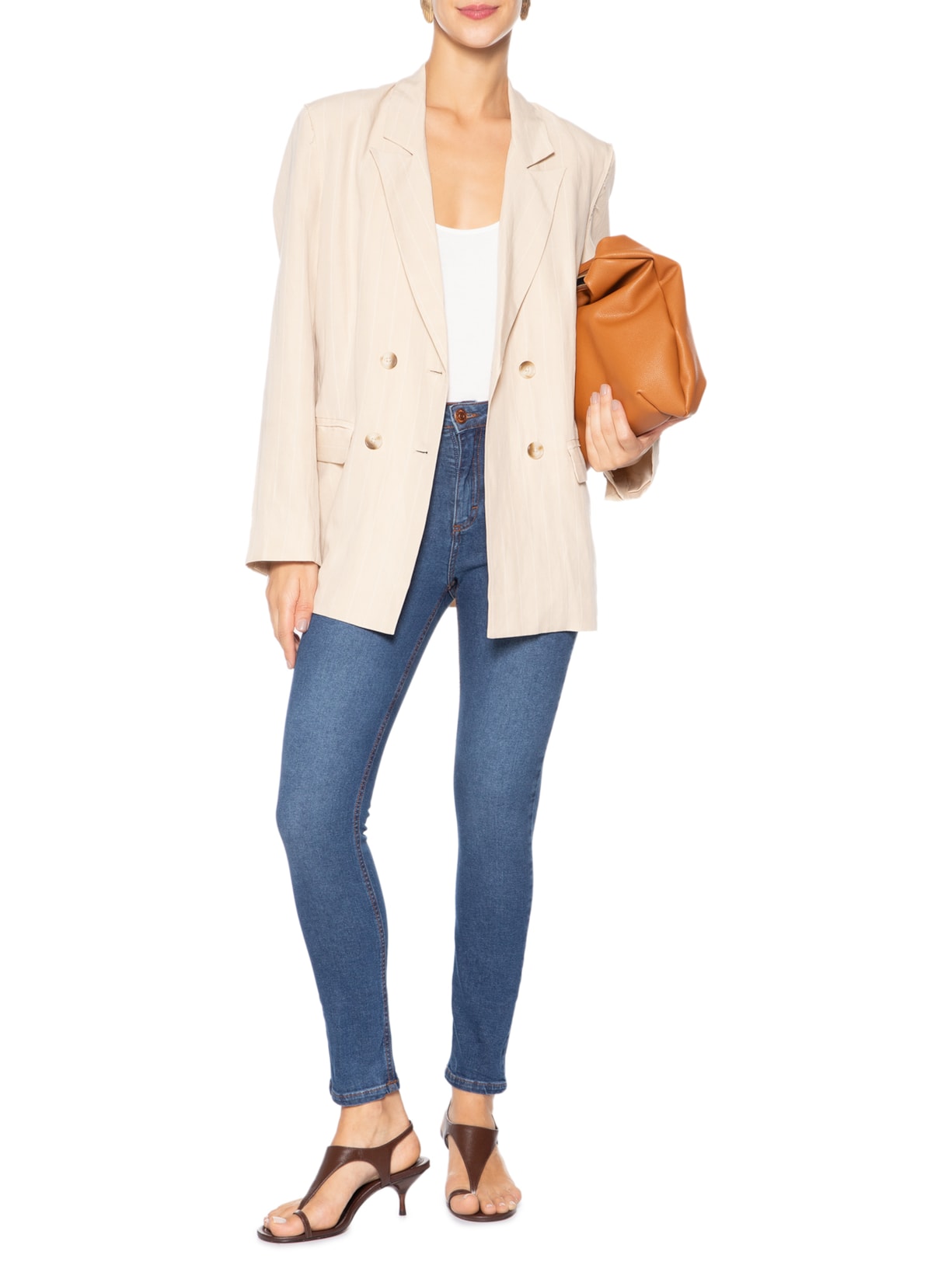 Calça Feminina Jeans Skinny Basic Midi Escuro Azul Animale Jeans