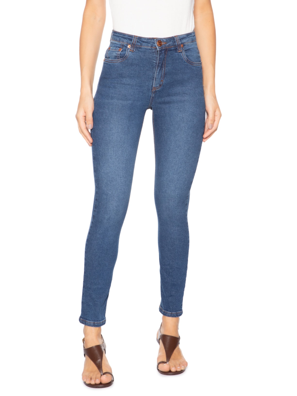 Calça Feminina Jeans Skinny Basic Midi Escuro Azul Animale Jeans