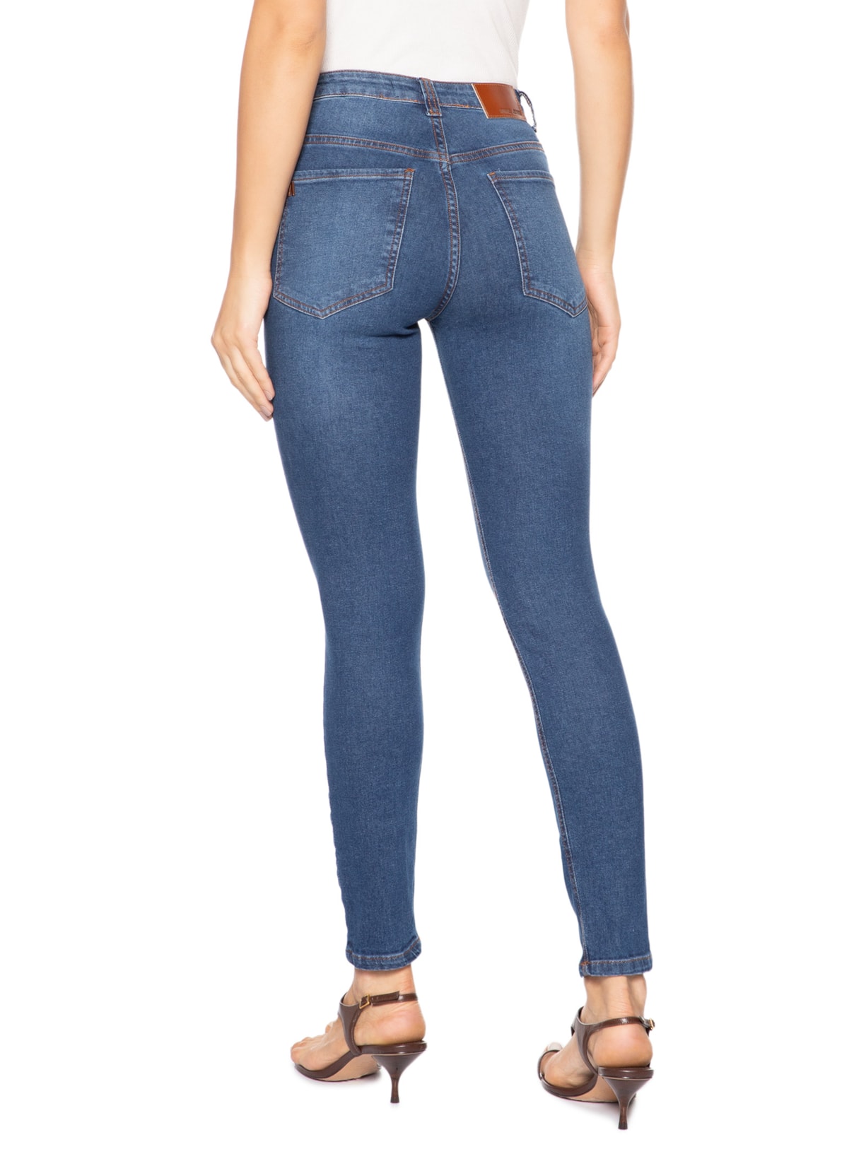 Calça Feminina Jeans Skinny Basic Midi Escuro Azul Animale Jeans