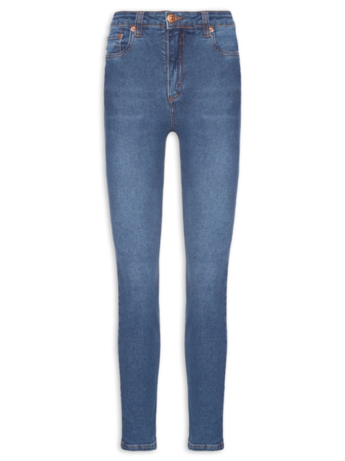 Calça Feminina Jeans Skinny Basic Midi Escuro - Azul