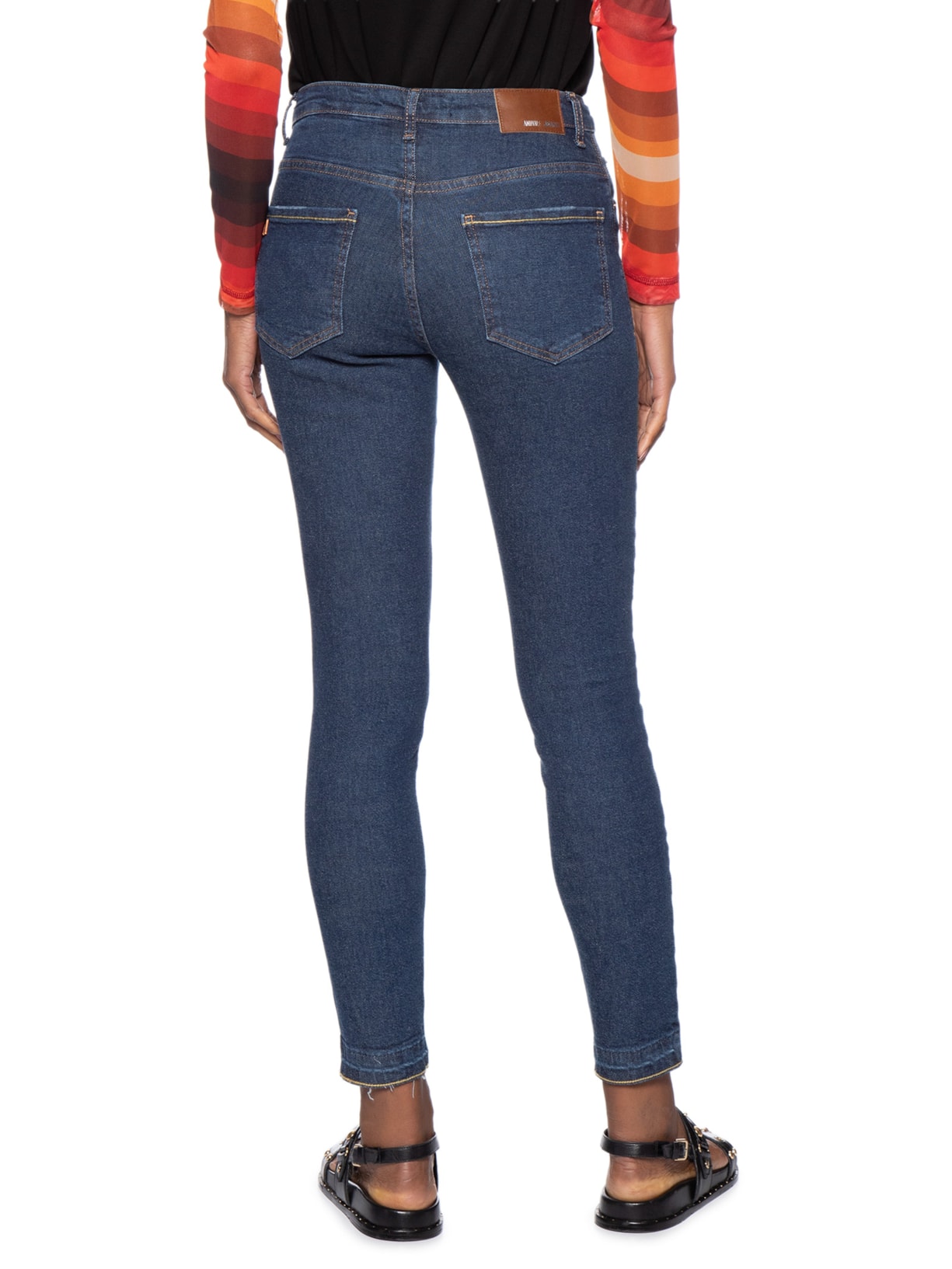 Calça Feminina Jeans Skinny Basic Midi Escuro Azul Animale Jeans