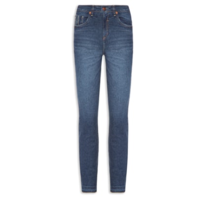 Calça Feminina Jeans Skinny Basic Midi Escuro - Azul