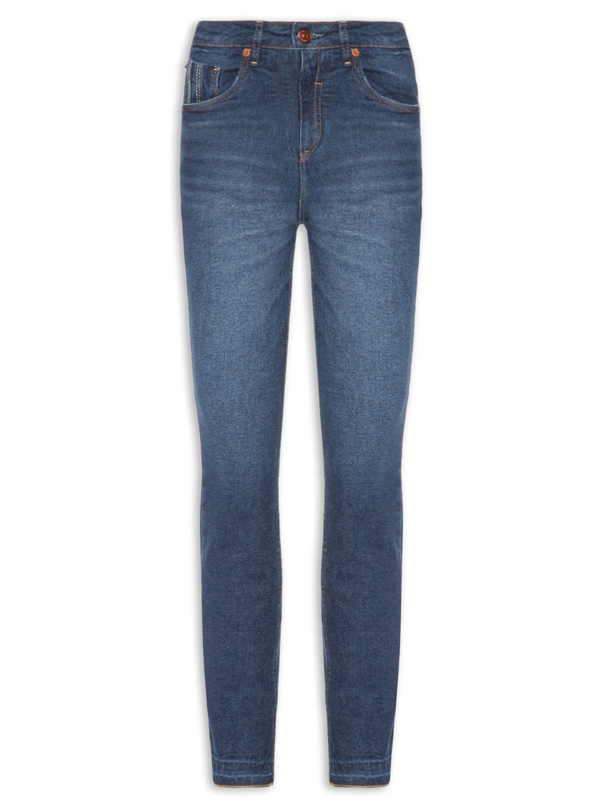 Calça Feminina Jeans Skinny Basic Midi Escuro - Azul