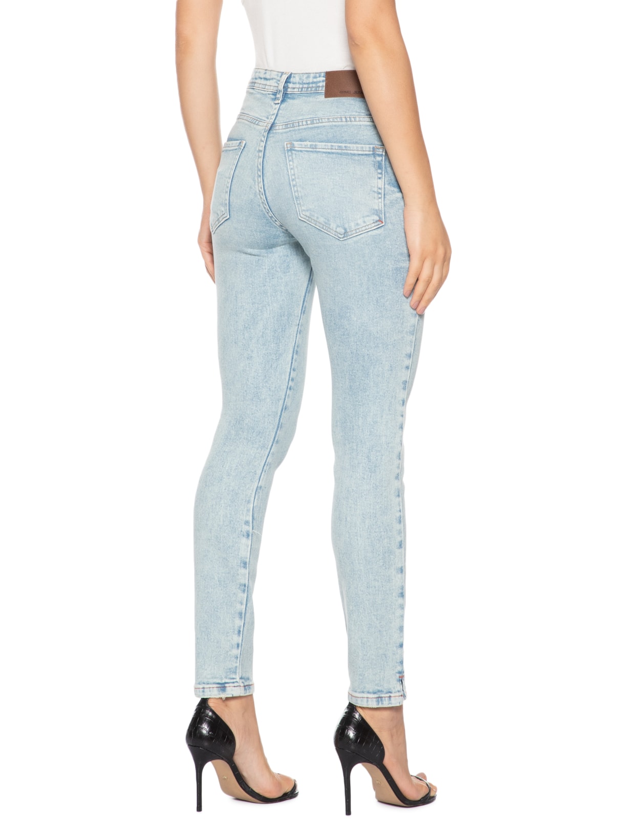 Calça Feminina Jeans Skinny Basic Midi Fenda Azul Animale Jeans