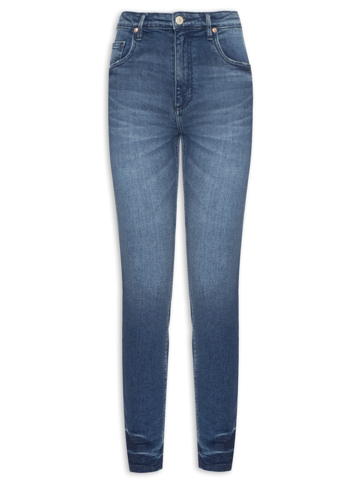 Calça Feminina Jeans Skinny Basic Midi Marcação - Azul