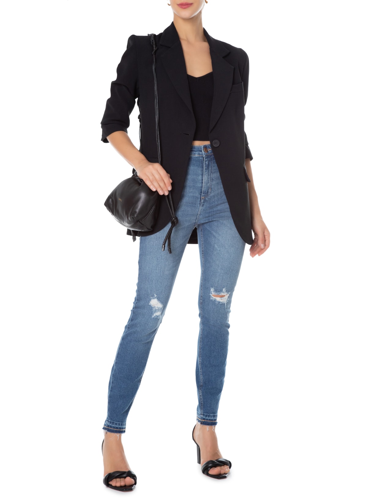 Calça Feminina Jeans Skinny High Rasgos Azul Animale