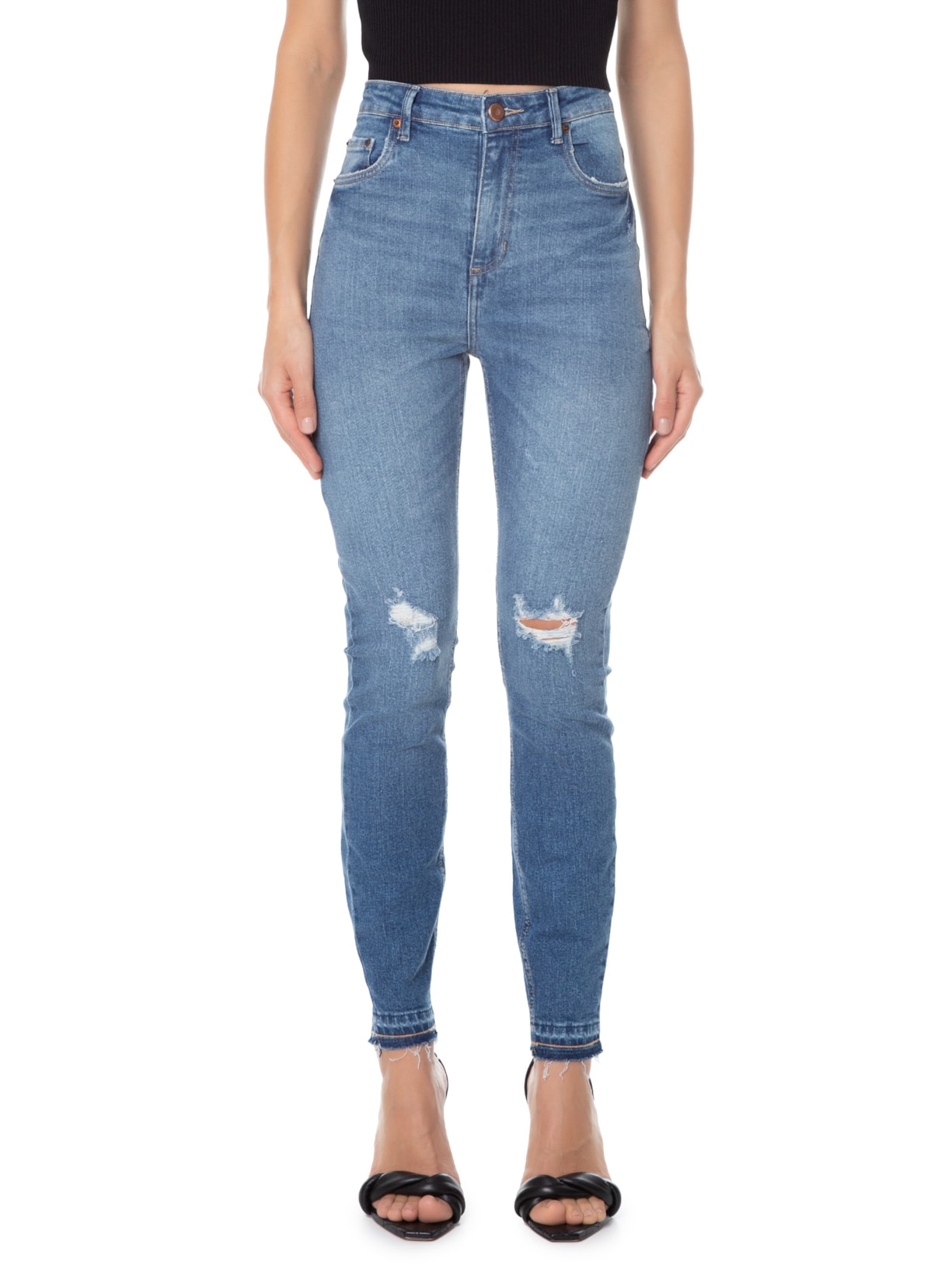 Calça Feminina Jeans Skinny High Rasgos Azul Animale