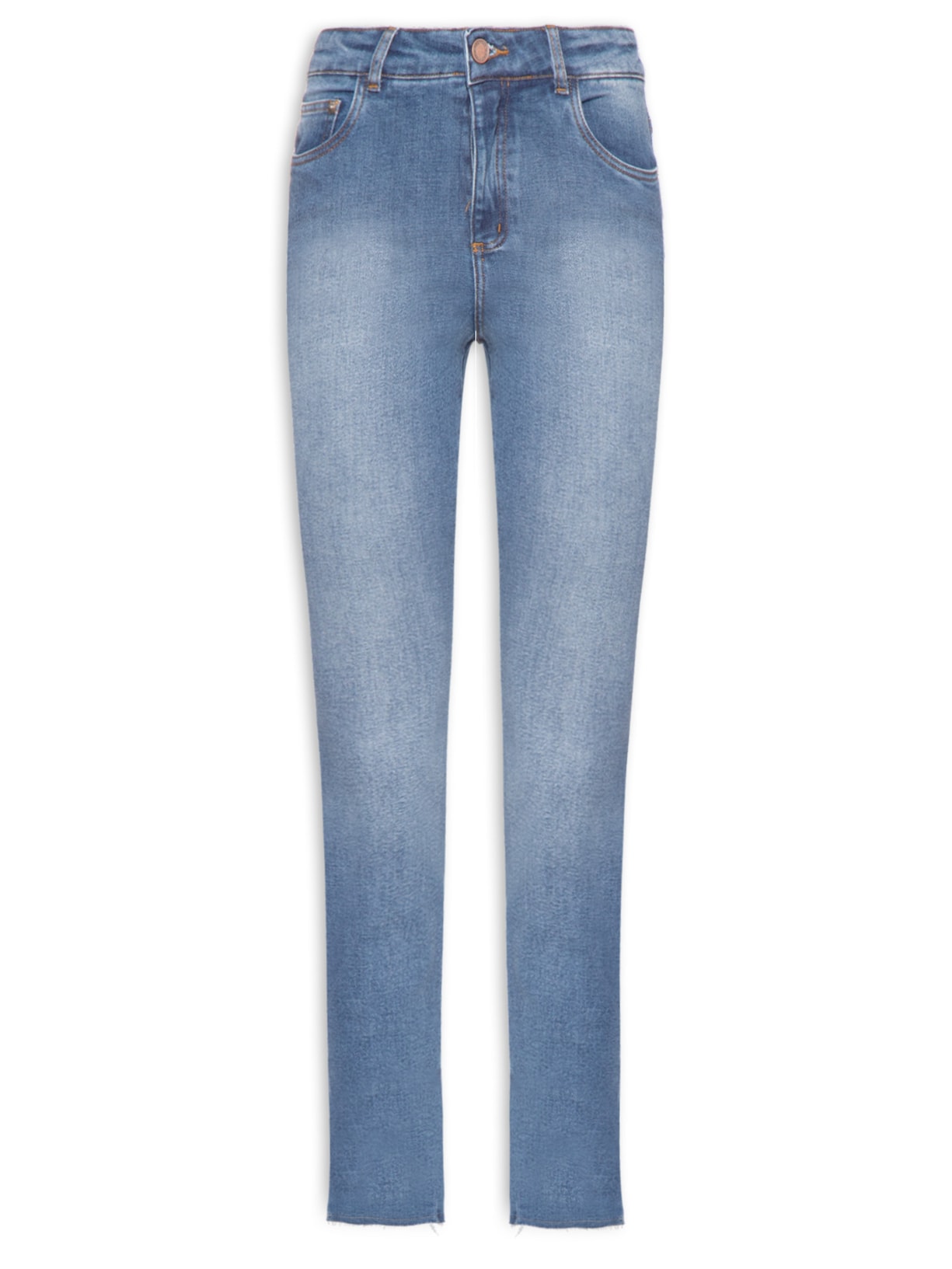 Calça Feminina Jeans Slim Barra Desfiada - Azul