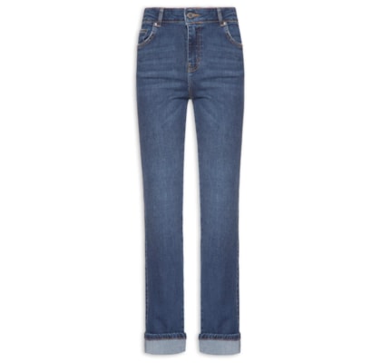 Calça Feminina Jeans Slim Barra Virada - Azul