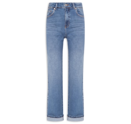 Calça Feminina Jeans Slim Barra Virada - Azul