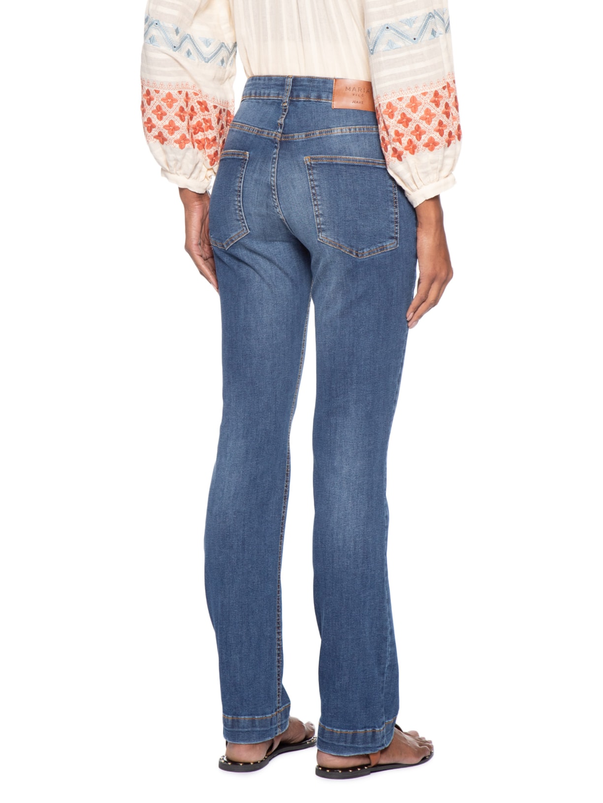 Calça Feminina Jeans Slim Used Azul Maria Filó