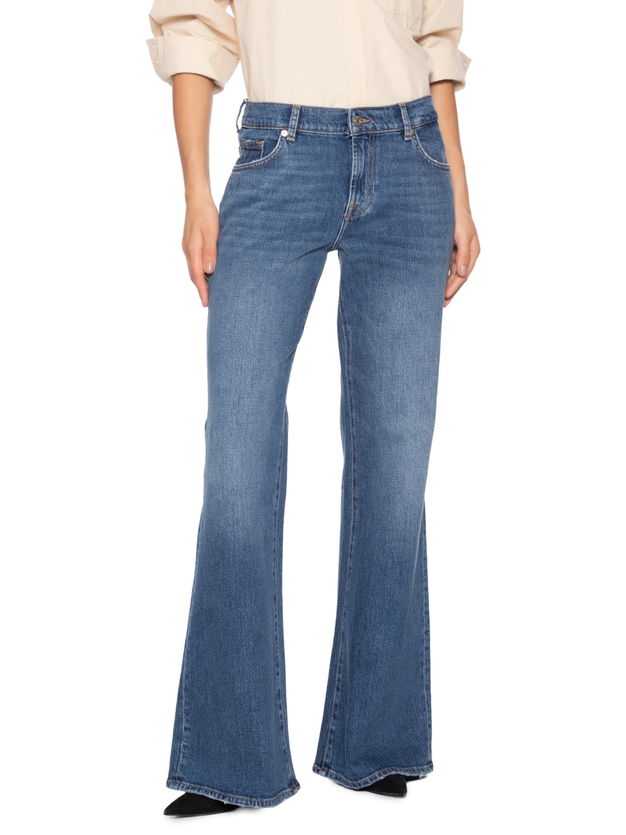 Calça Feminina Jeans Spencer Flare Explorer Azul 7 For All Mankind