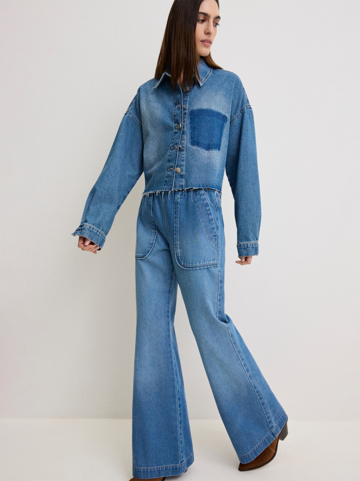 Calça Feminina Jeans Spot Flare I26 Azul Mixed