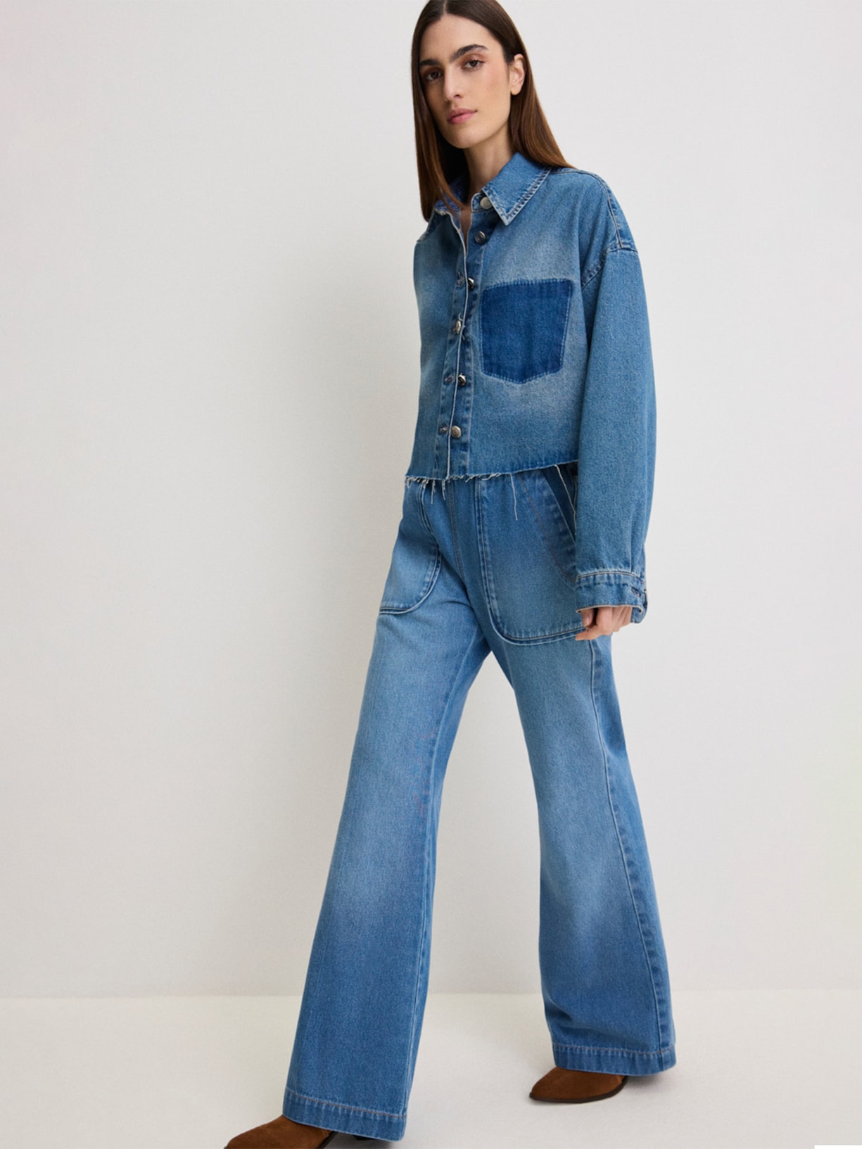 Calça Feminina Jeans Spot Flare I26 Azul Mixed