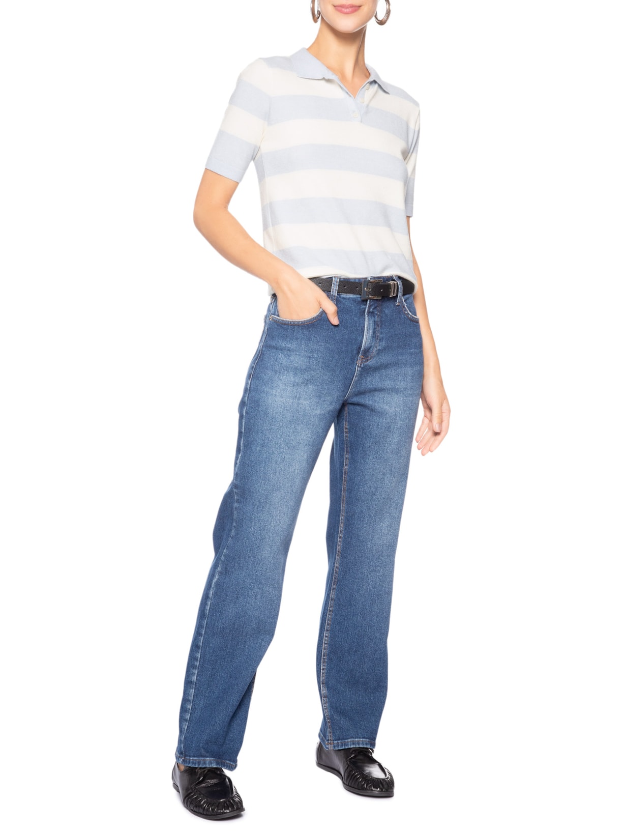 Calça Feminina Jeans Straight 5 Pockets Azul Calvin Klein Jeans