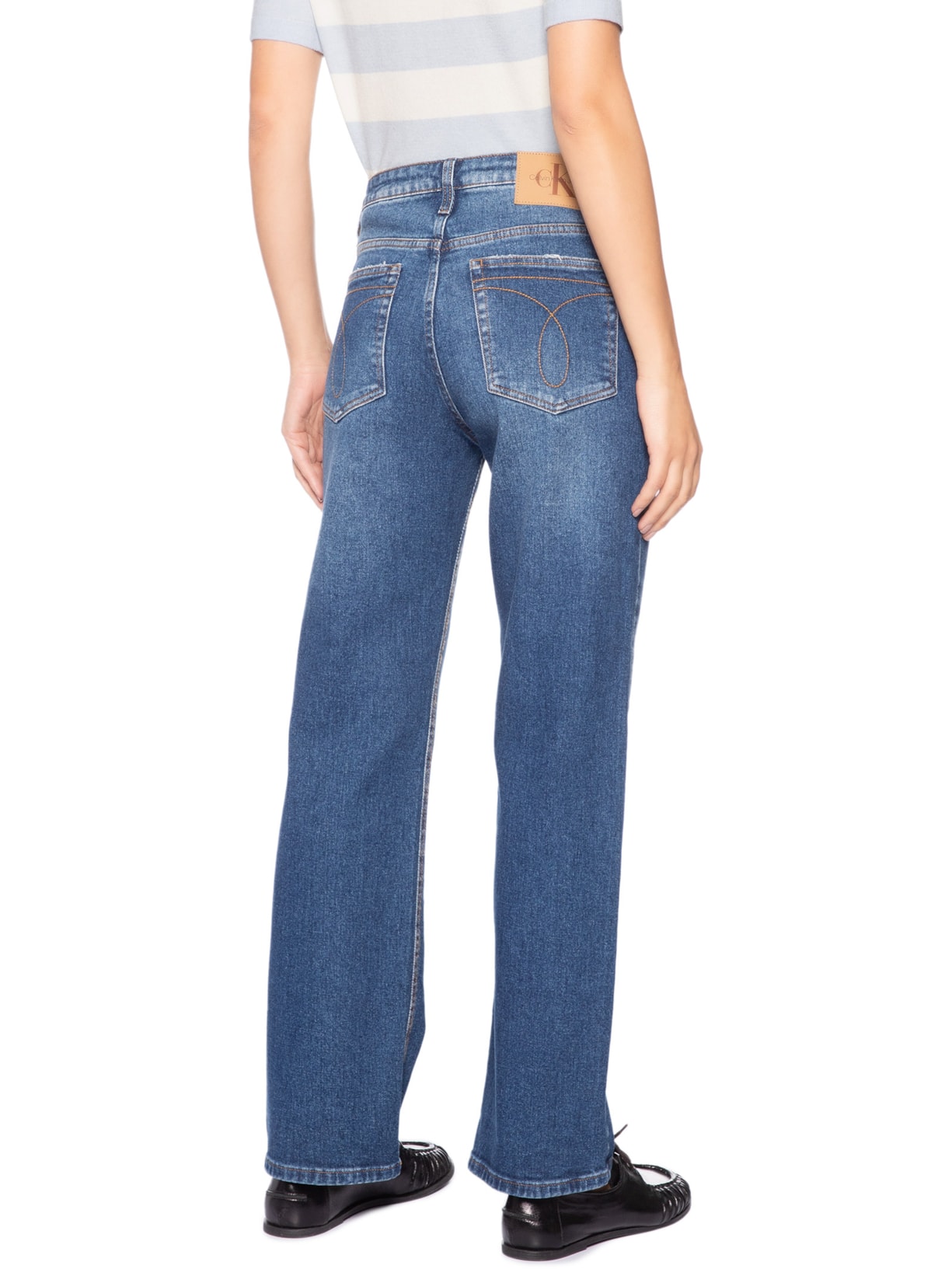 Calça Feminina Jeans Straight 5 Pockets Azul Calvin Klein Jeans