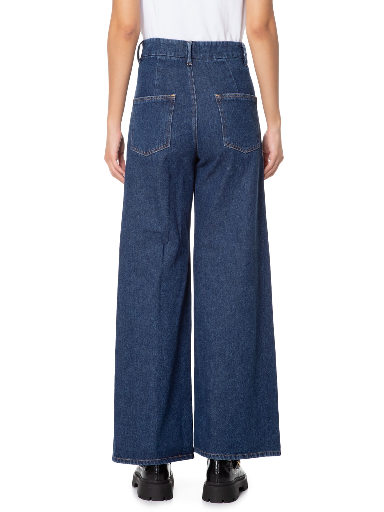 Calça Feminina Jeans Wide Azul Andrea Marques