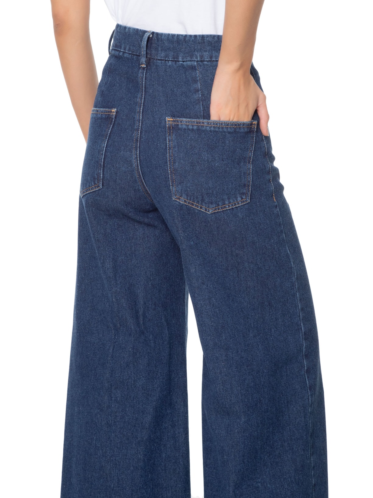 Calça Feminina Jeans Wide Azul Andrea Marques