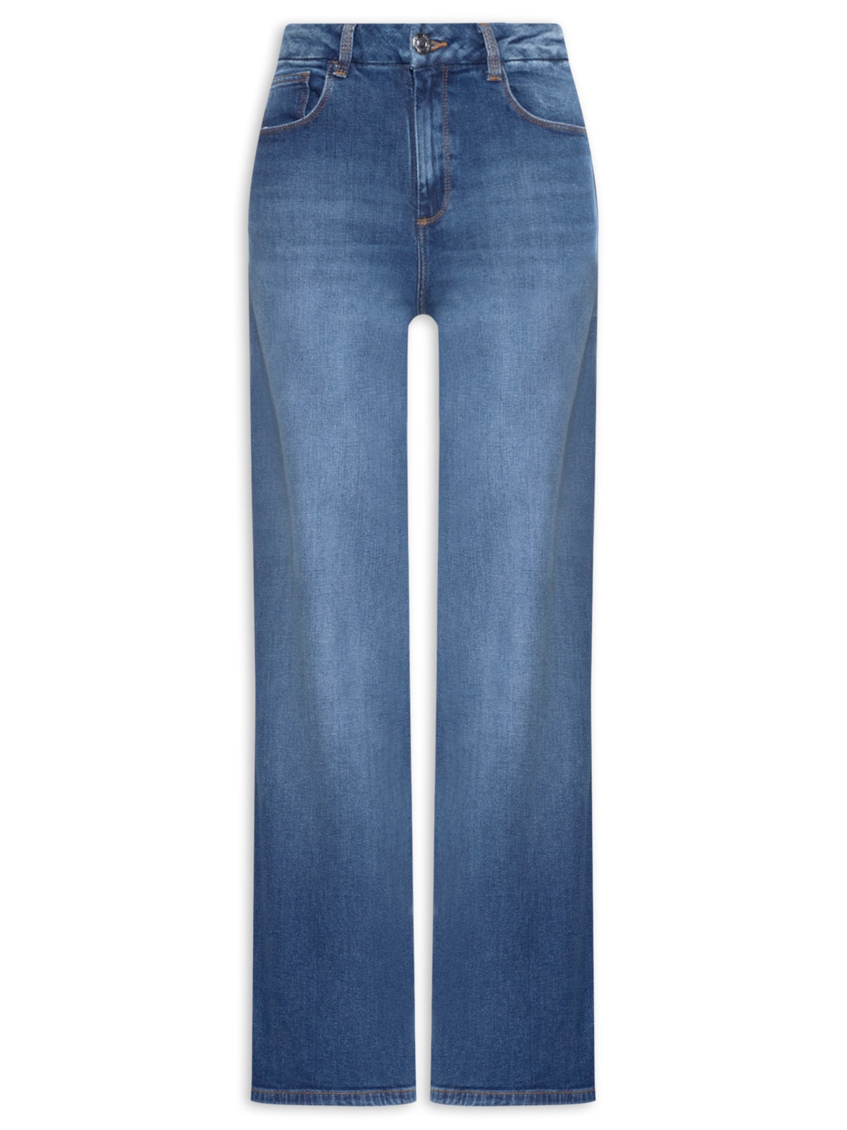 Calça Feminina Jeans Wide Cintura Alta - Azul