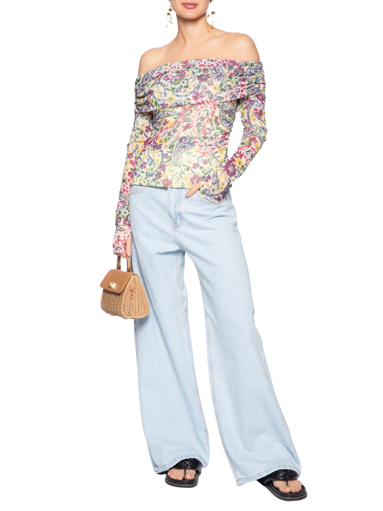 Calça Feminina Jeans Wide Faver – Azul Farm