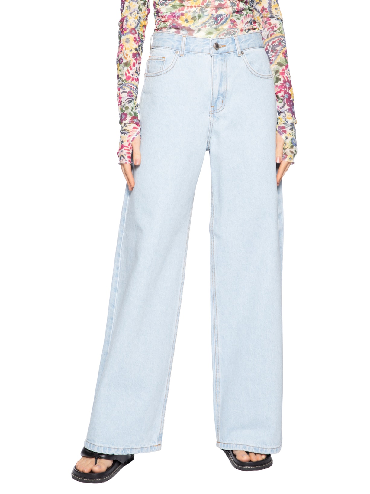 Calça Feminina Jeans Wide Faver – Azul Farm