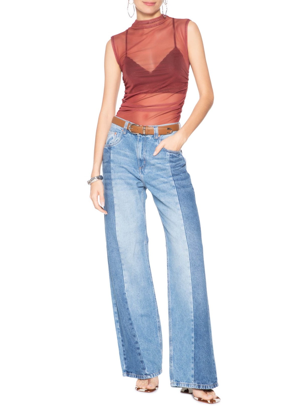 Calça Feminina Jeans Wide Leg Azul Animale Jeans