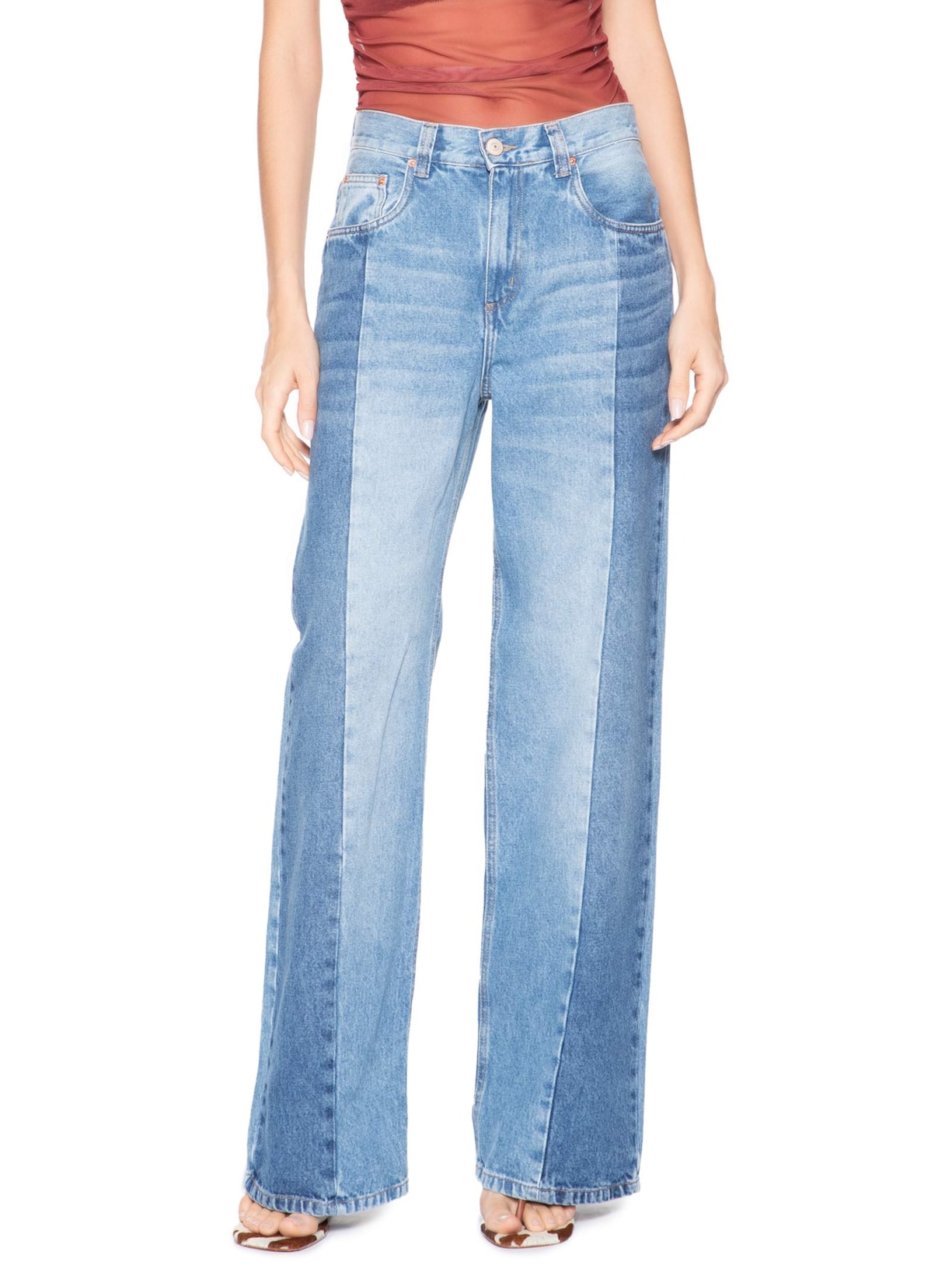 Calça Feminina Jeans Wide Leg Azul Animale Jeans