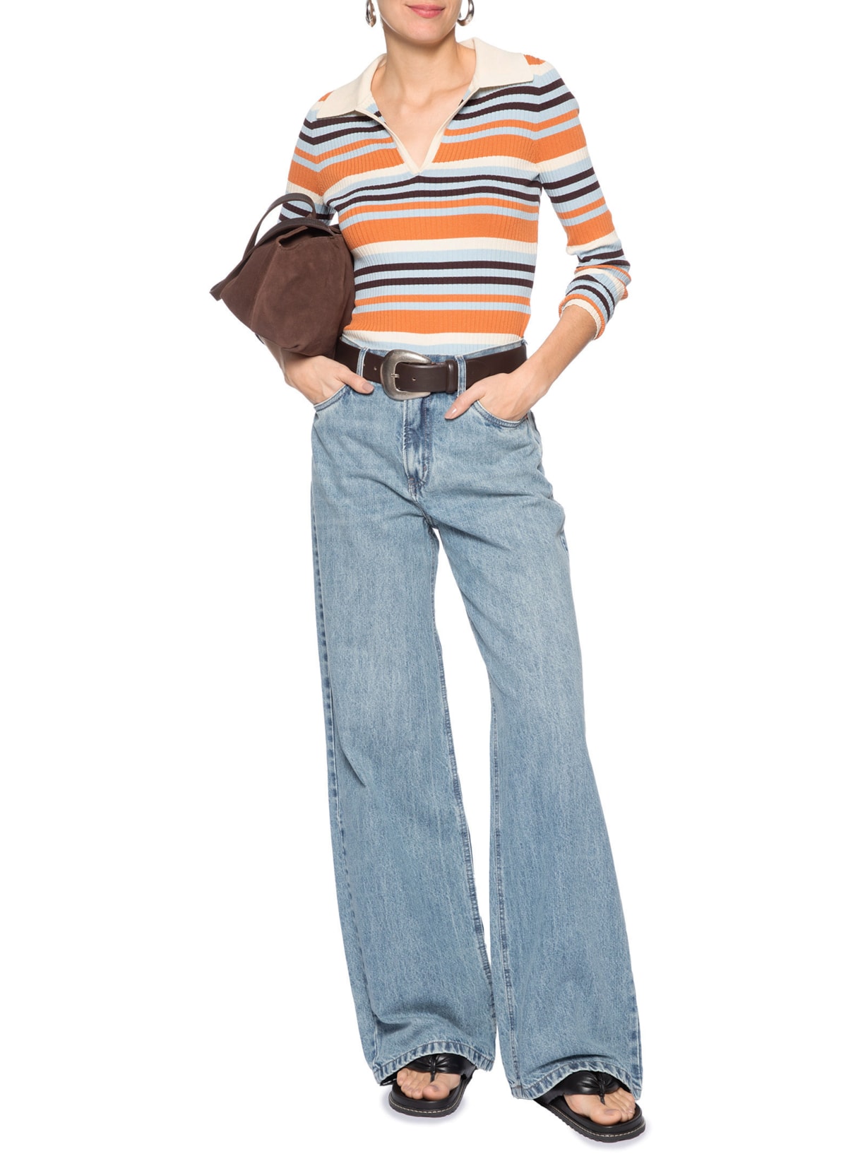 Calça Feminina Jeans Wide Leg Copenhague New B Azul Animale Jeans