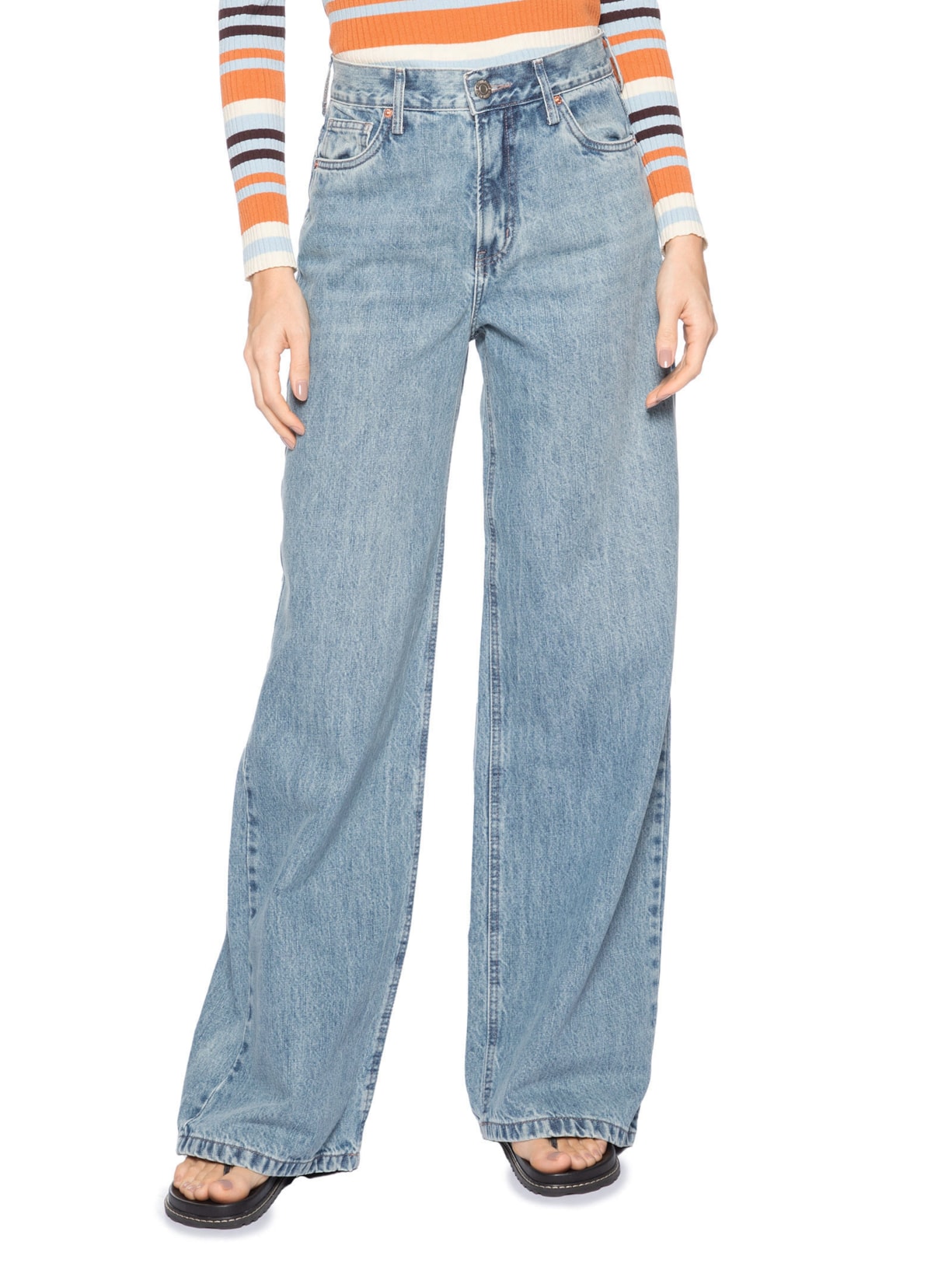 Calça Feminina Jeans Wide Leg Copenhague New B Azul Animale Jeans