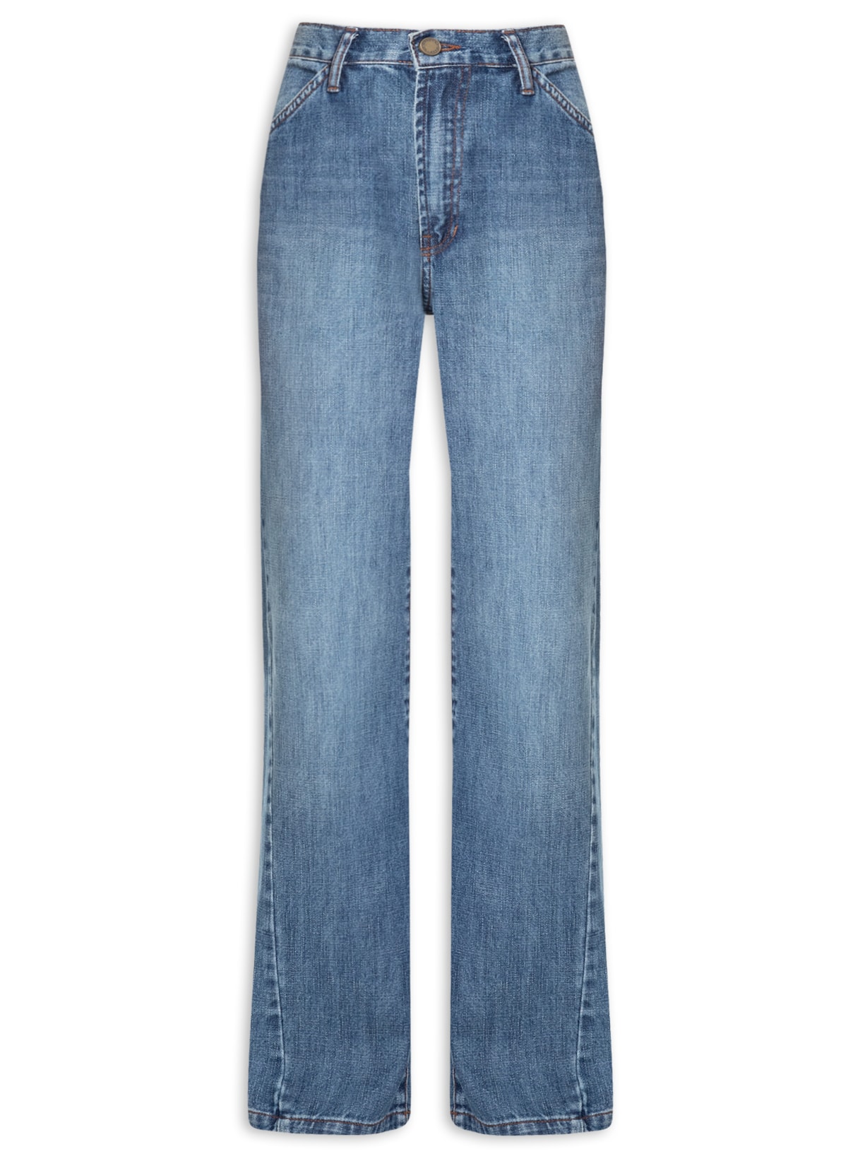 Calça Feminina Jeans Wide Leg Nesgas Azul Maria Filó