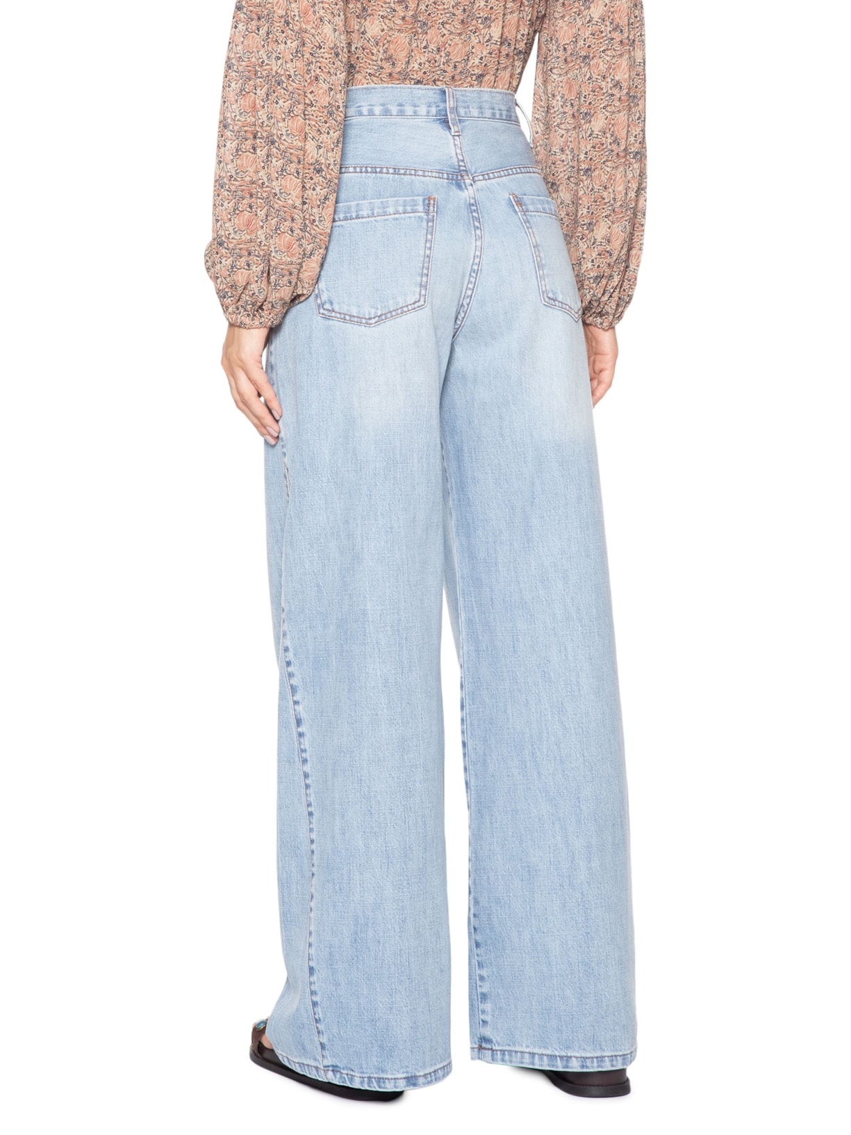 Calça Feminina Jeans Wide Leg Nesgas Azul Maria Filó