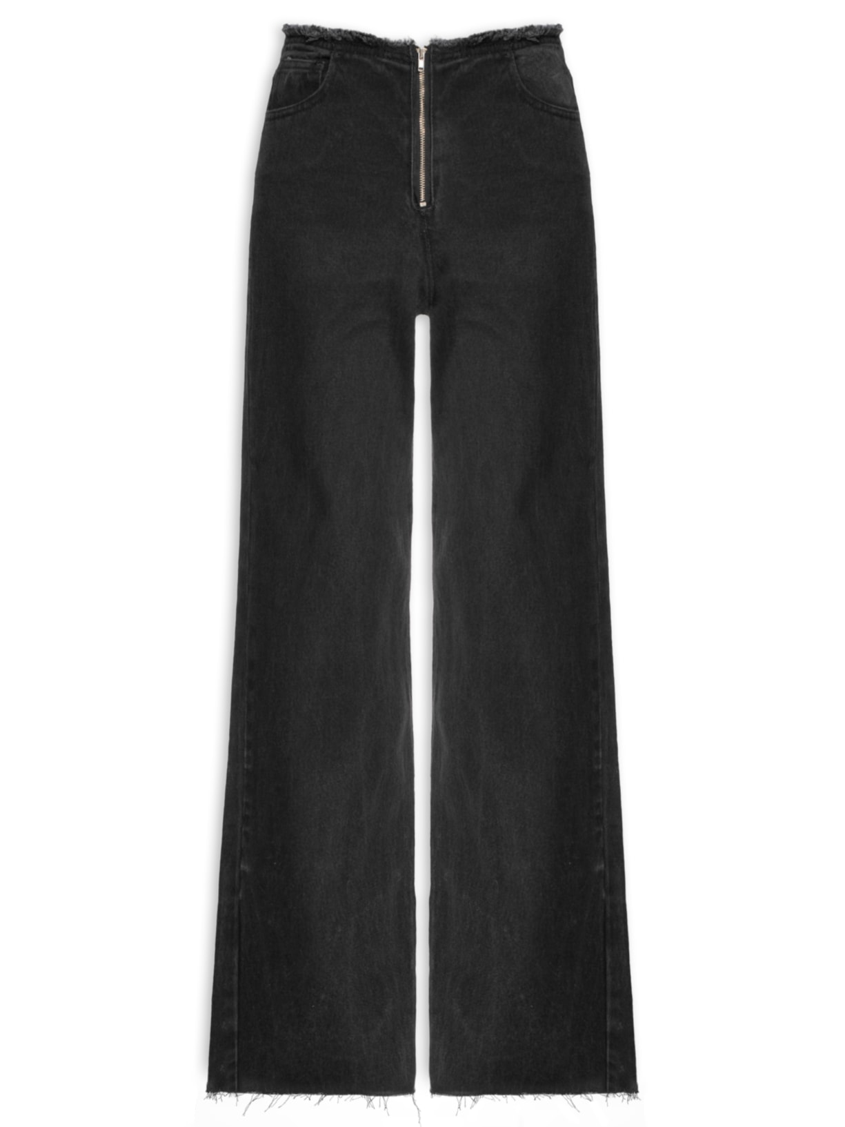 Calça Feminina Jeans Wide Leg - Preto