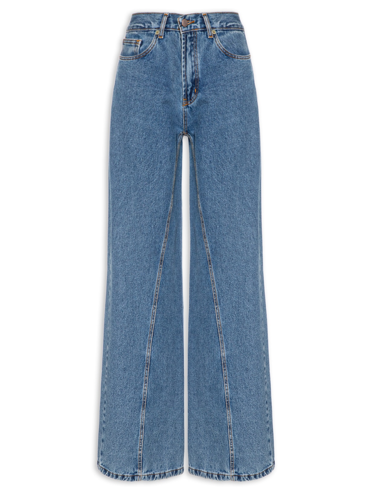 Calça Feminina Jeans Wide Recorte - Azul