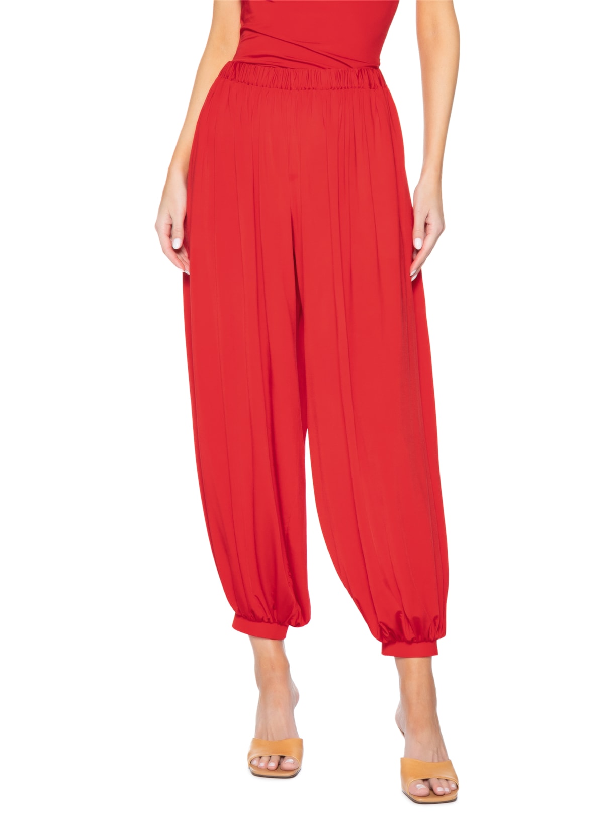 Calça Feminina Jersey Baloon Vermelho Andrea Marques