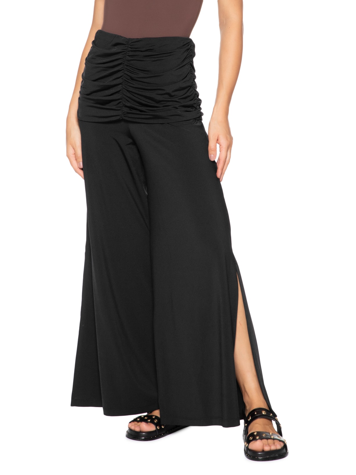 Calça Feminina Jersey Franzida Preto Dress To