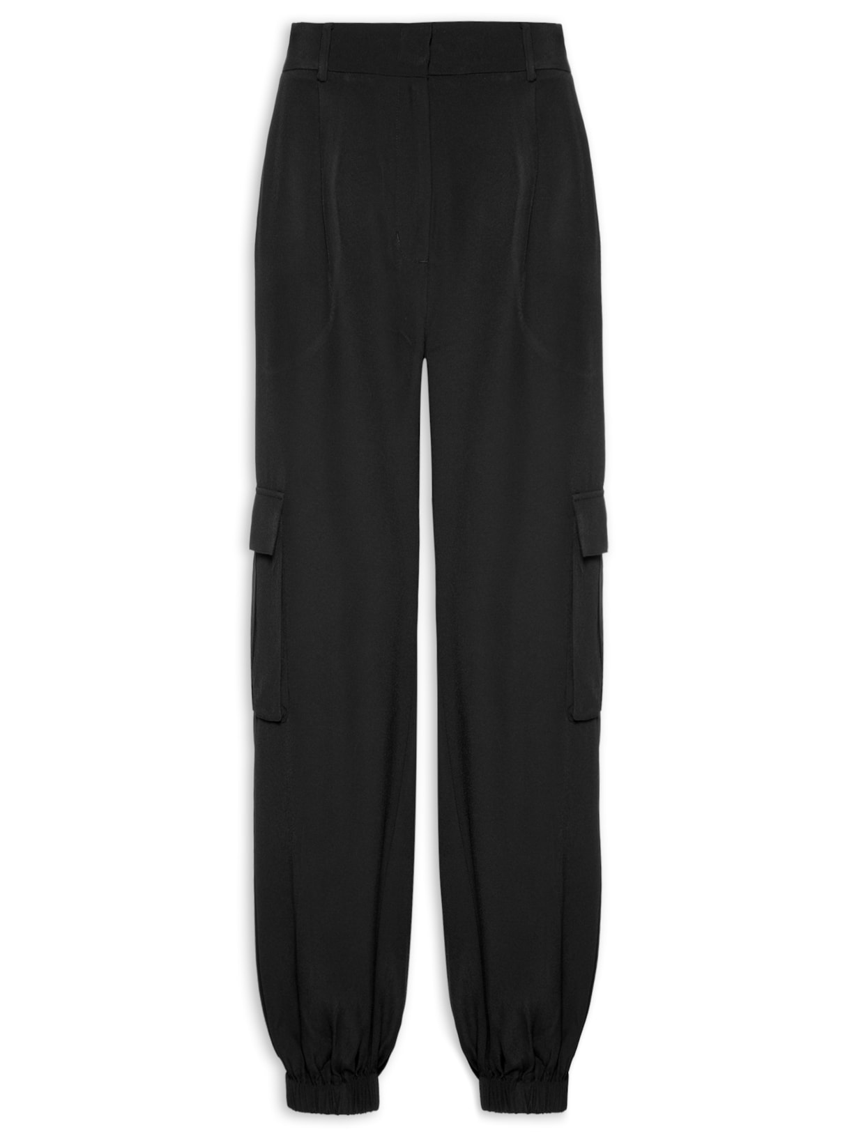 Calça Feminina Jogger Bolsos Cargo - Preto