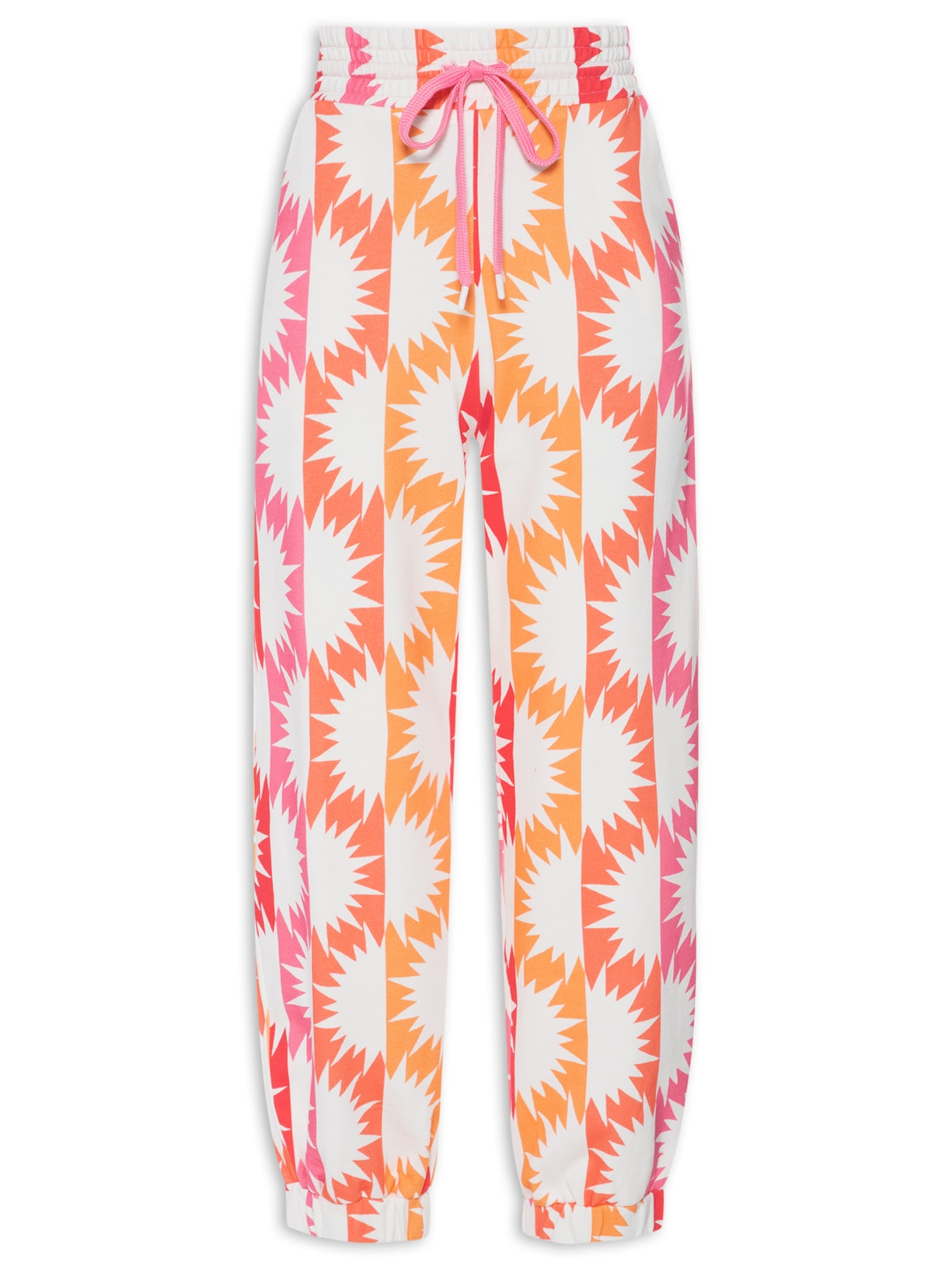 Calça Feminina Jogger Moletom Estampa Solar - Laranja