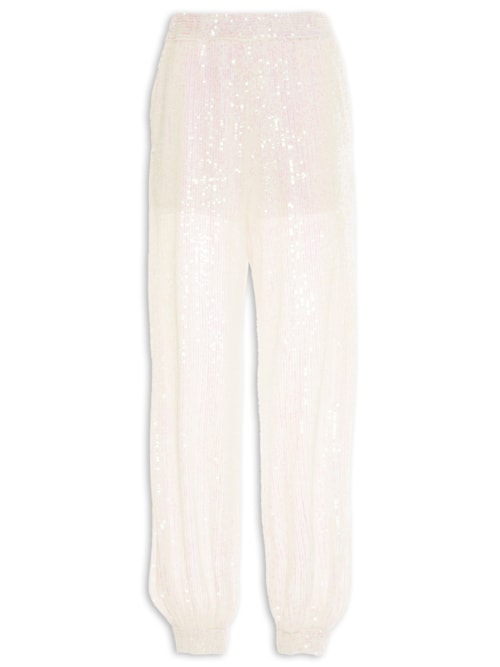 Calça Feminina Jogger Paetê - Off White