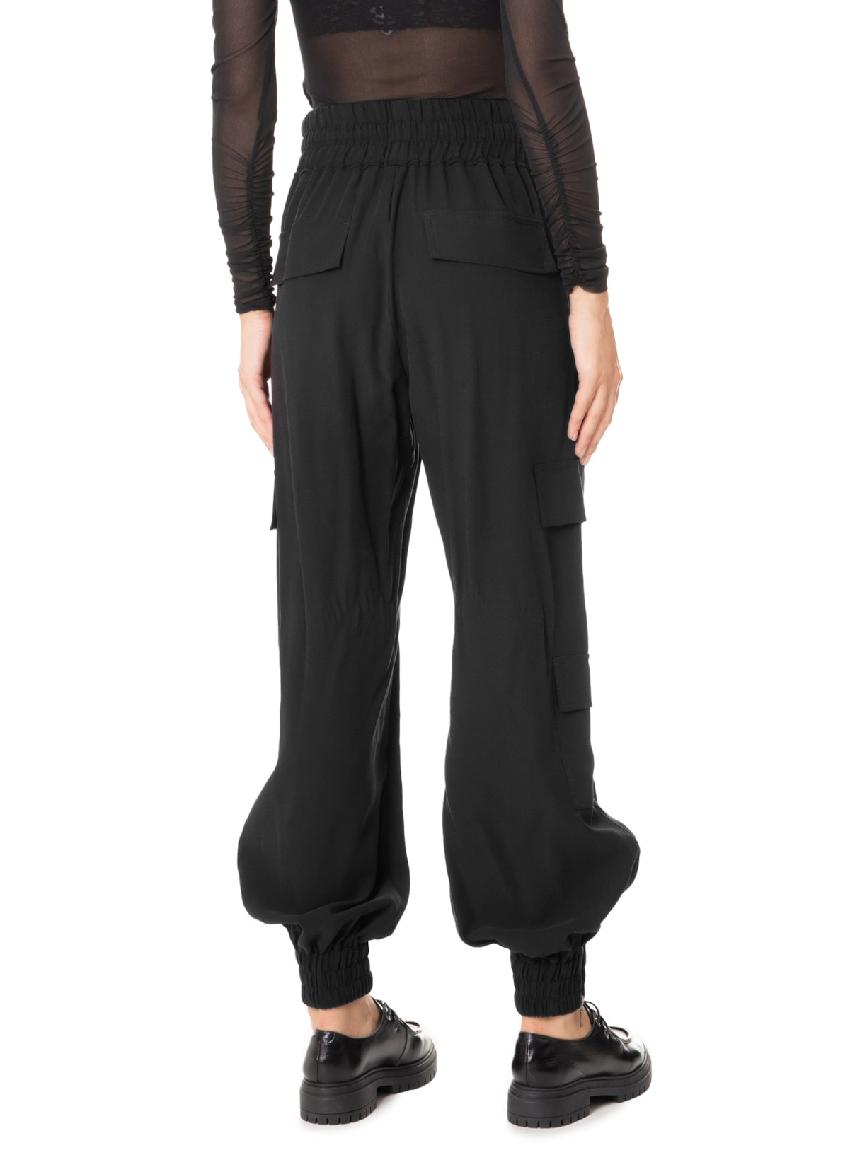 Calça Feminina Jogger Zíper Barra Animale Jeans Preto