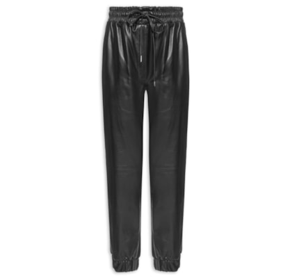 Calça Feminina Jogging Luma Couro - Preto