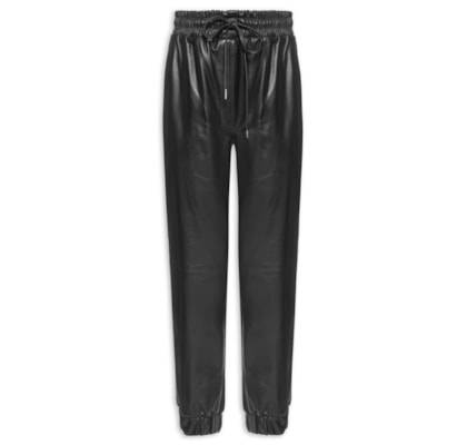 Calça Feminina Jogging Luma Couro - Preto