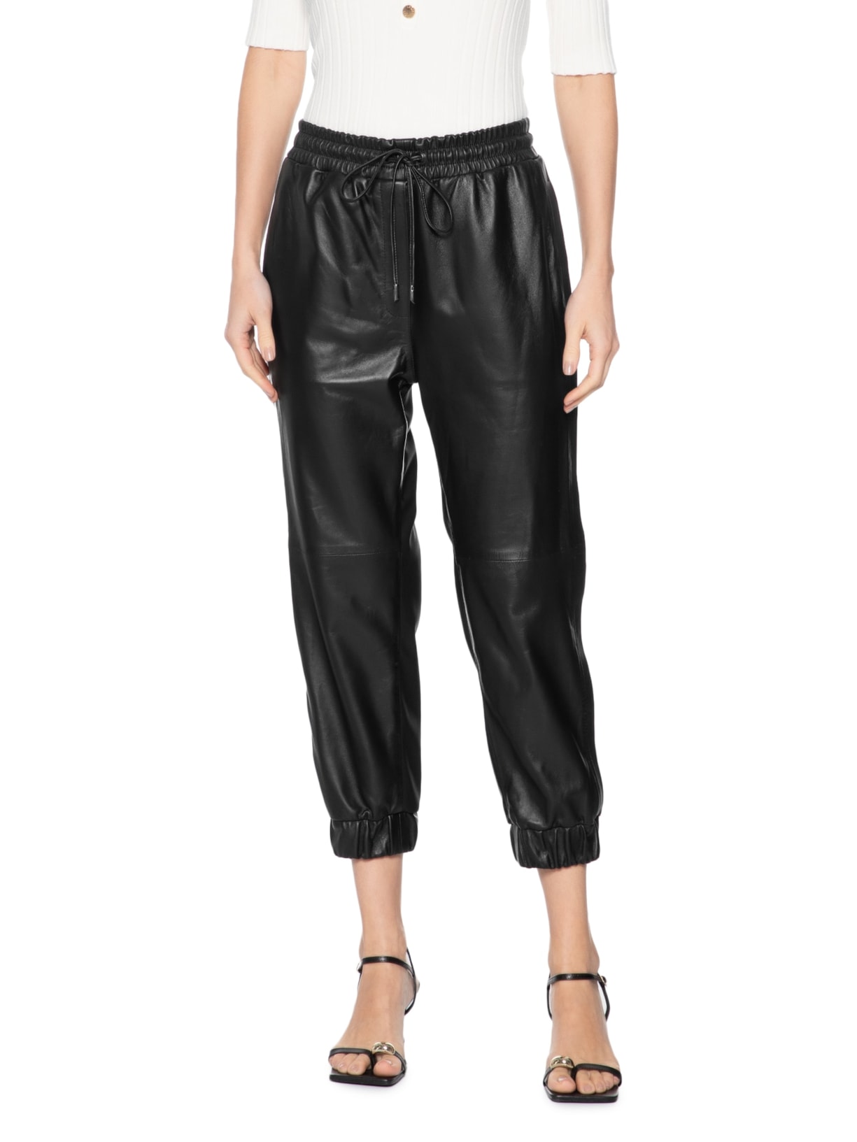 Calça Feminina Jogging Luma Couro Preto Le Lis