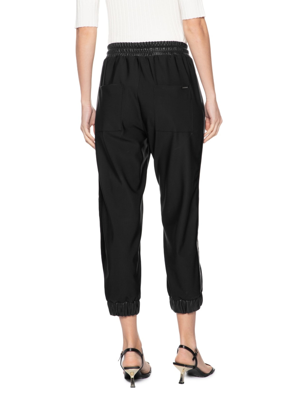 Calça Feminina Jogging Luma Couro Preto Le Lis
