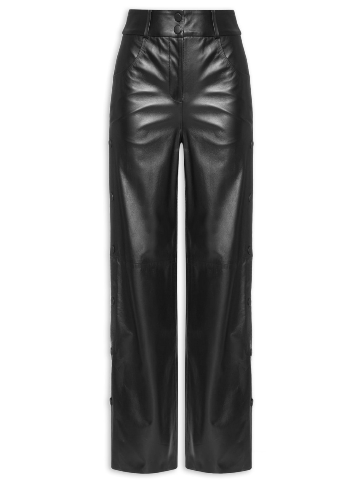 Calça Feminina Jolene Couro - Preto
