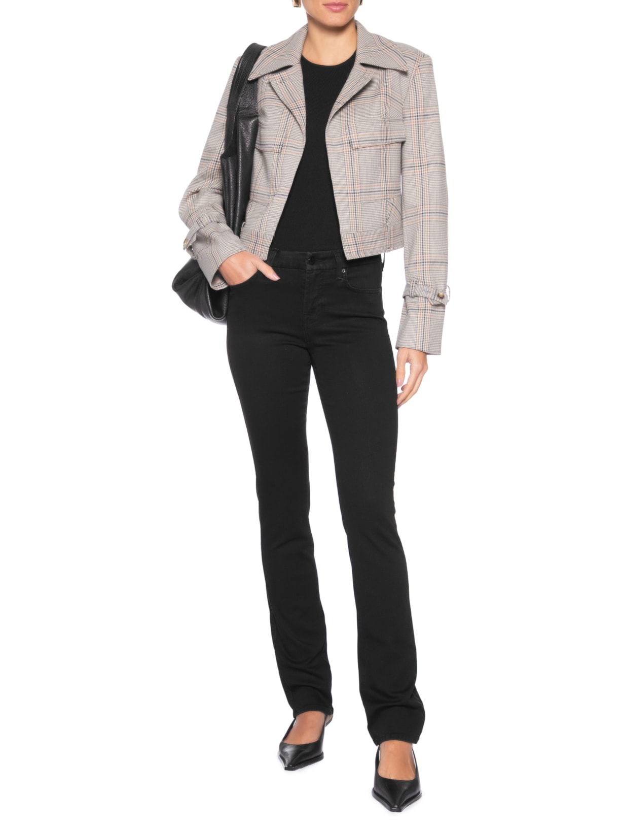 Calça Feminina Kimmie Straight Rinsed Preto 7 For All Mankind