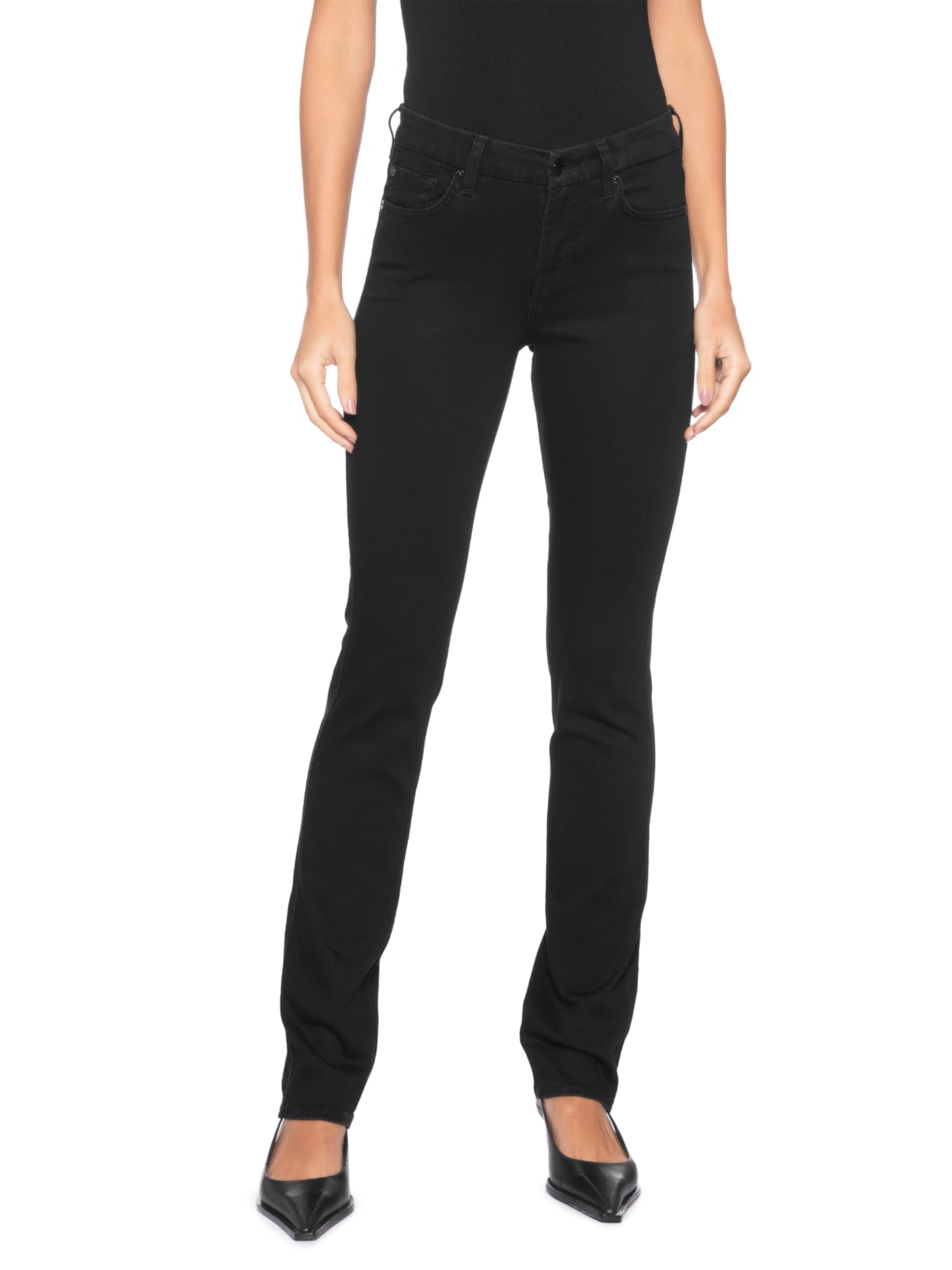 Calça Feminina Kimmie Straight Rinsed Preto 7 For All Mankind