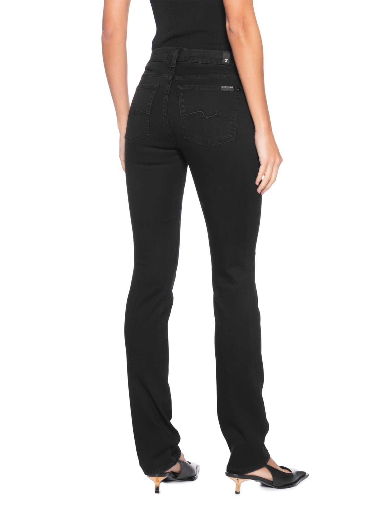 Calça Feminina Kimmie Straight Rinsed Preto 7 For All Mankind