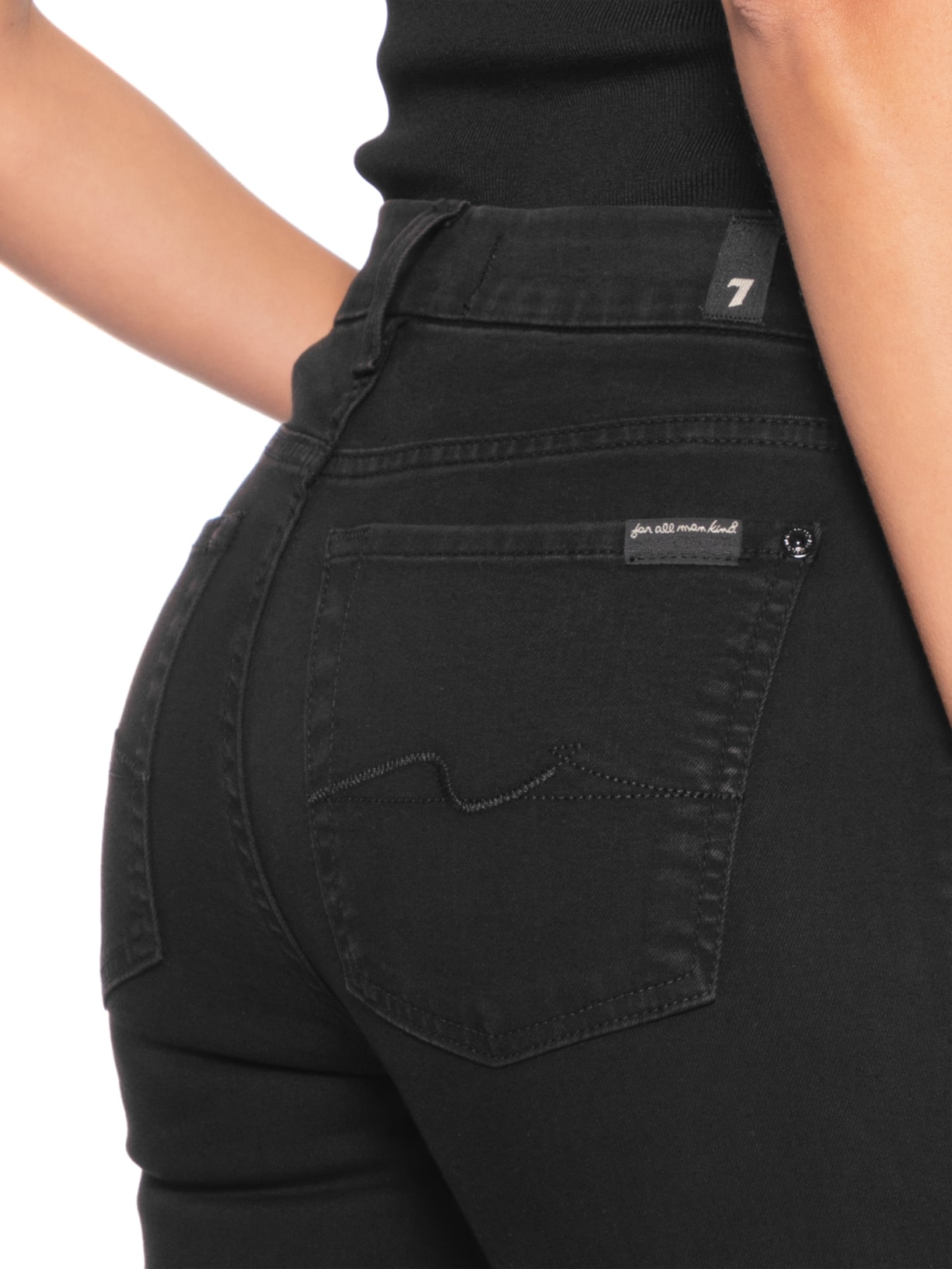 Calça Feminina Kimmie Straight Rinsed Preto 7 For All Mankind