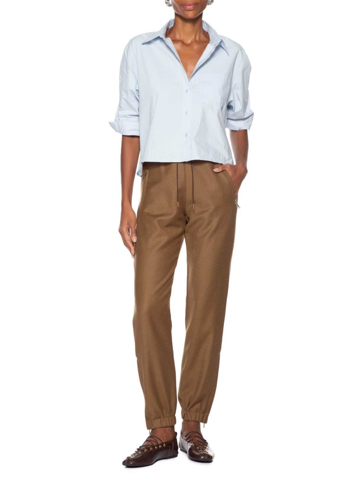 Calça Feminina Lã Layuri Marrom Andrea Bogosian