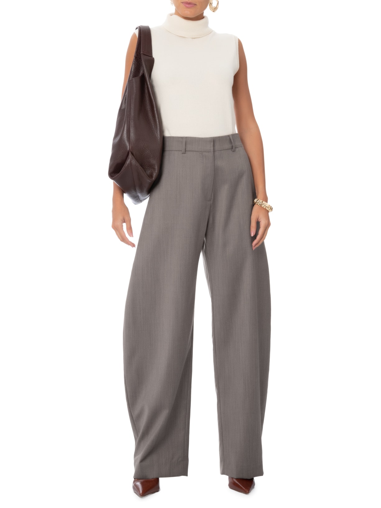 Calça Feminina Lã Marcy Marrom Andrea Bogosian